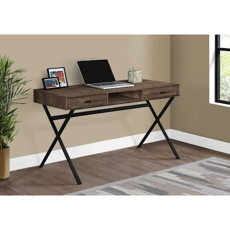 Gfancy Fixtures 29.25 in. Brown Reclaimed Wood Particle Board & Black Metal Computer Desk GF2479145